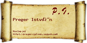 Preger István névjegykártya